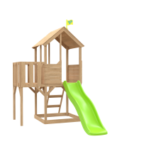 Treehouse Wooden Play Tower, with Wavy Slide & Wooden Balcony - FSC certified