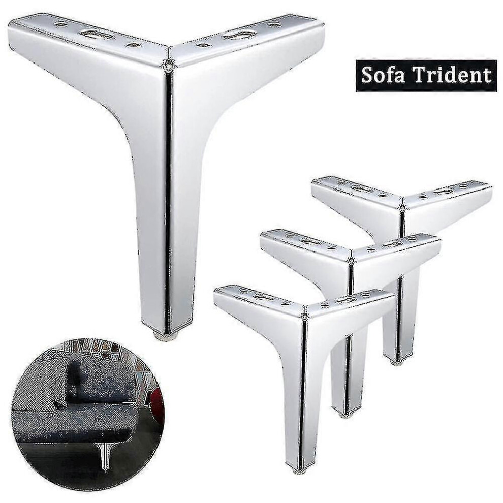 (17Cm, Silver-4Pcs) 1/4Pcs Furniture Decor Tool Trident Metal Furniture Sofa Legs Modern Style Diy Cabinet Feet Furniture Leg 5061429008966