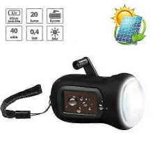 (As show, One size) Led Flashlight Hand Crank Solar Powered Rechargeable Survival Gear Self Charging Torch Dynamo For Fishing Boating Hiking