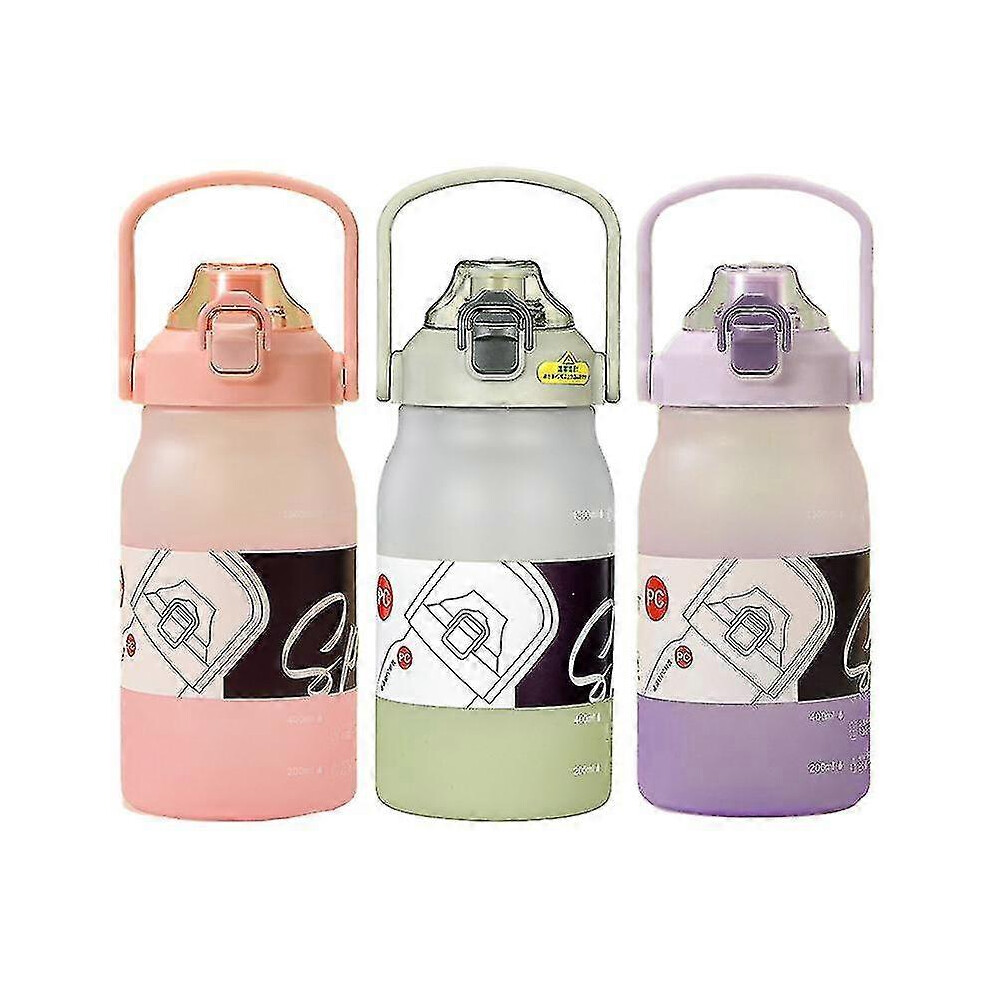 (1.6L, Brown) 1600ml Water Bottle With Time Scale Reminder Large Capacity Water Cup Portable Travel Drinking Bottle For Outdoor Sports Fitness-image-OPC-PG8FNHF-NEW