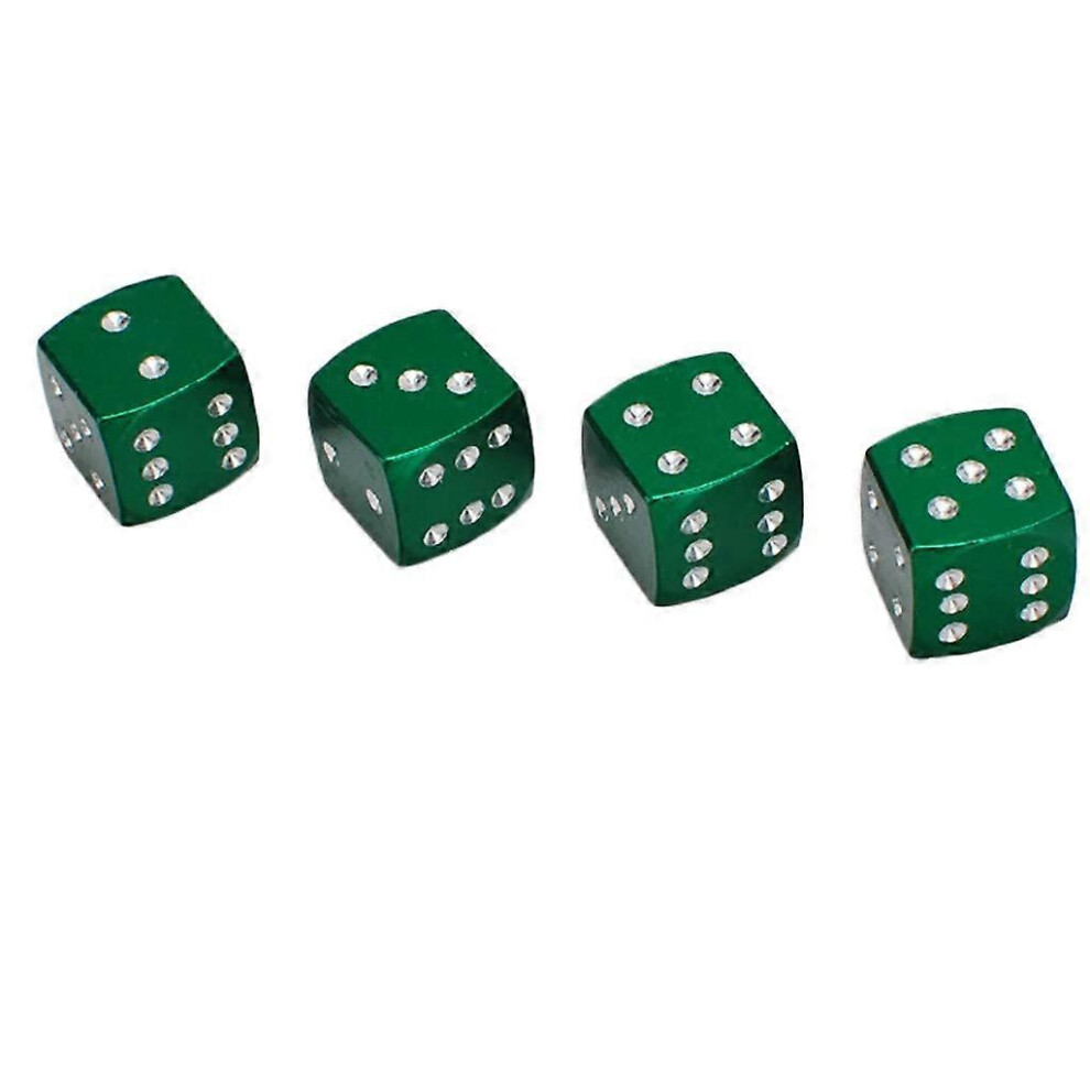 (As Show, One Size) Valve Caps 4Pcs Dice Dust Valve Caps Metal Tire Valve Dust Caps Wheel Dustproof Cap(Green) Green 5093442615609
