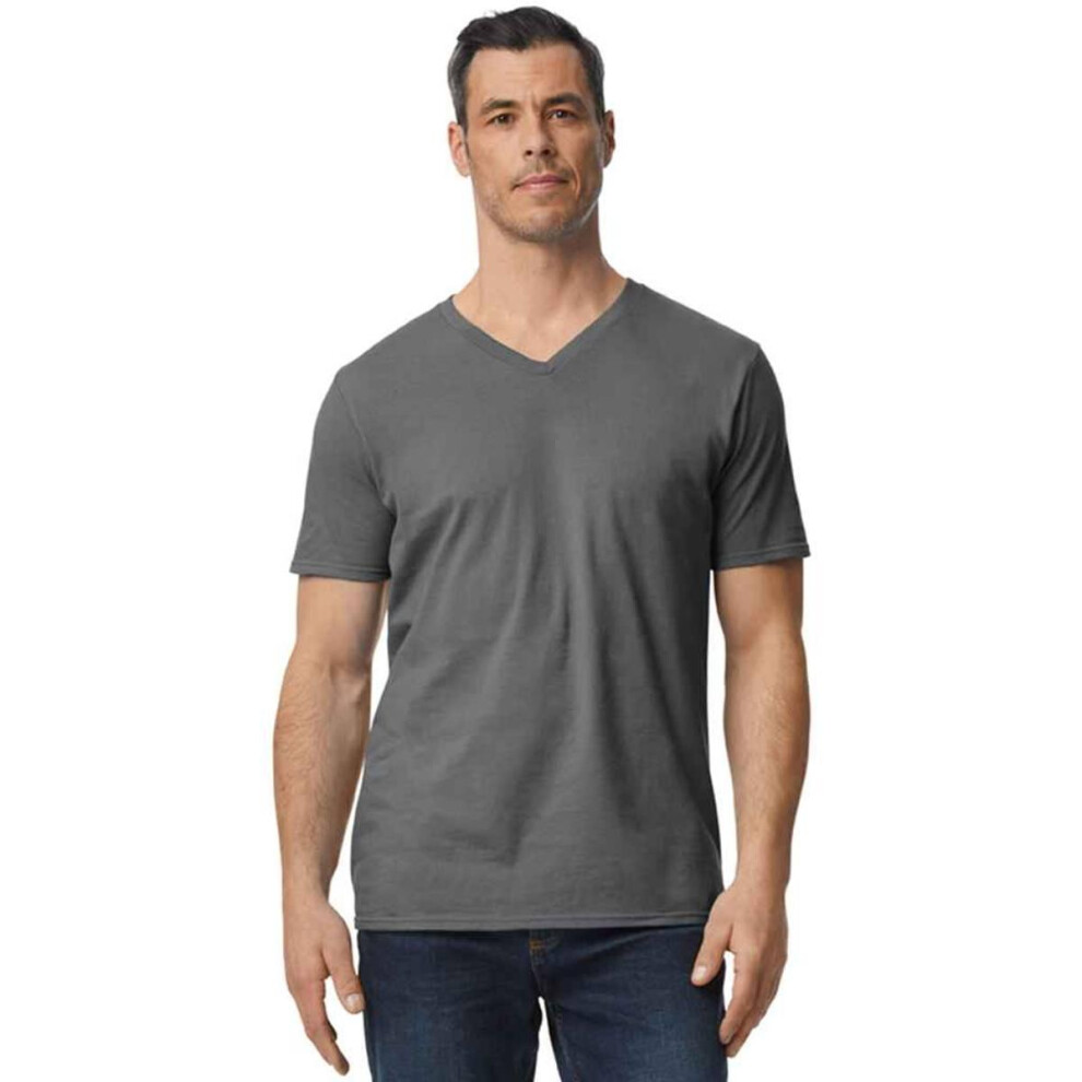 (3XL, Charcoal) Gildan Mens Softstyle V Neck T-Shirt