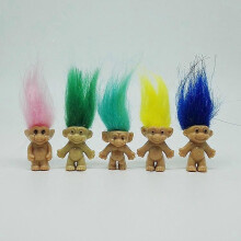 (As show, One size) 5pcs/lot Colorful Hair Troll Doll Family Members Daddy Mummy Baby Boy Girl Dam Trolls Figure Toy Gifts Happy Family
