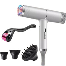 (Silver ) Negative Ionic Hair Dryer Professional Blow Dryer Lightweight Quick Drying with 3 Diffusers
