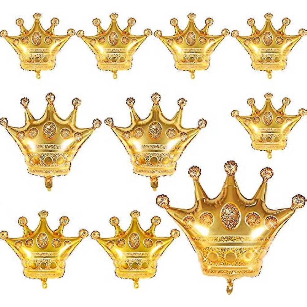 (As show, One size) 10 Pieces Gold Crown Balloons Aluminum Foil Crown Balloons For Baby Shower Wedding Birthday Party Accessories  4 Sizes-image-OPC-PG8FPPC-NEW