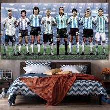 (150*75cm, d) 2023 Qatar World Cup National Team Hanging Fabric Football Stars Background Fabric Cairo Messi Tapestry