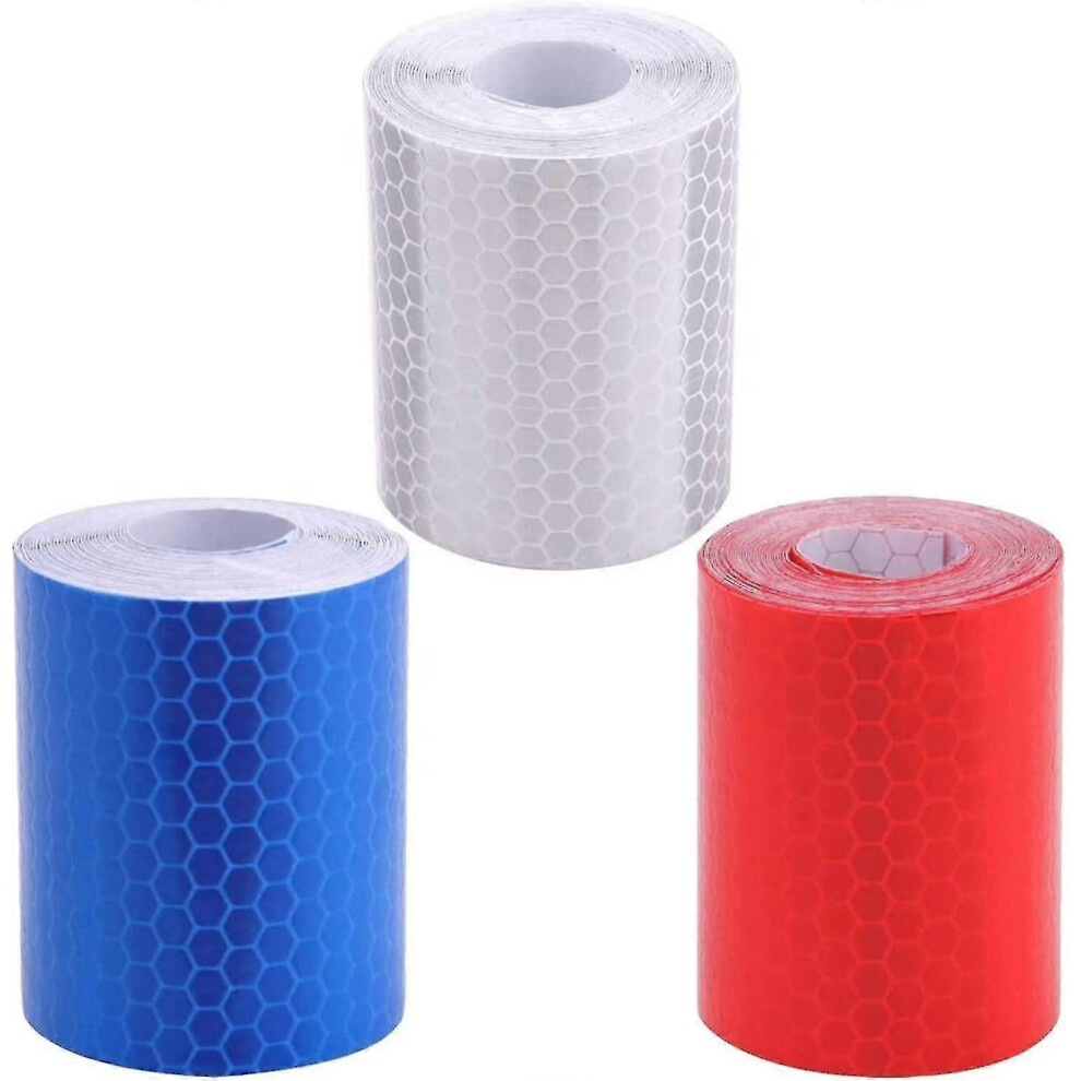 (As Show, One Size) 3 Rolls Reflective Tape, Self Adhesive Warning Tape High Intensity Marking Safety Reflective Tape, 3 5063611327770