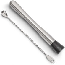 (As show, One size) 10 Inch Stainless Steel Cocktail Muddler And Mixing Spoon Home Bar Tool Set - Create Delicious Mojitos And Other Fruit Based Drinks