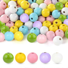 (As show, One size) 200pcs Easter Craft Beads With 20m/65.6ft Hemp Rope,16mm Wooden Round Beads Polished Compatible With Garland For Diy Crafts Making Home Party Decor