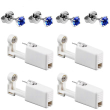 (silver gray, One size) 4 Pack Self Ear Piercing Gun, Disposable Self Ear Piercing Gun Kit With Earring Studs Safety Ear Piercing Gun Kit Tool