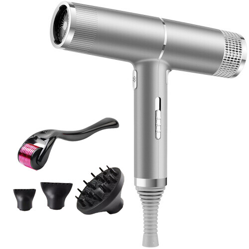 (Gray) Negative Ionic Hair Dryer Professional Blow Dryer Lightweight Quick Drying with 3 Diffusers