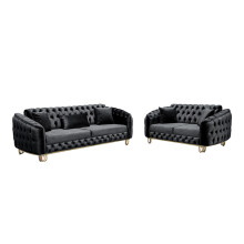 (Black) Austin 3+2 Luxury Sofa Set Black, Blue & Grey