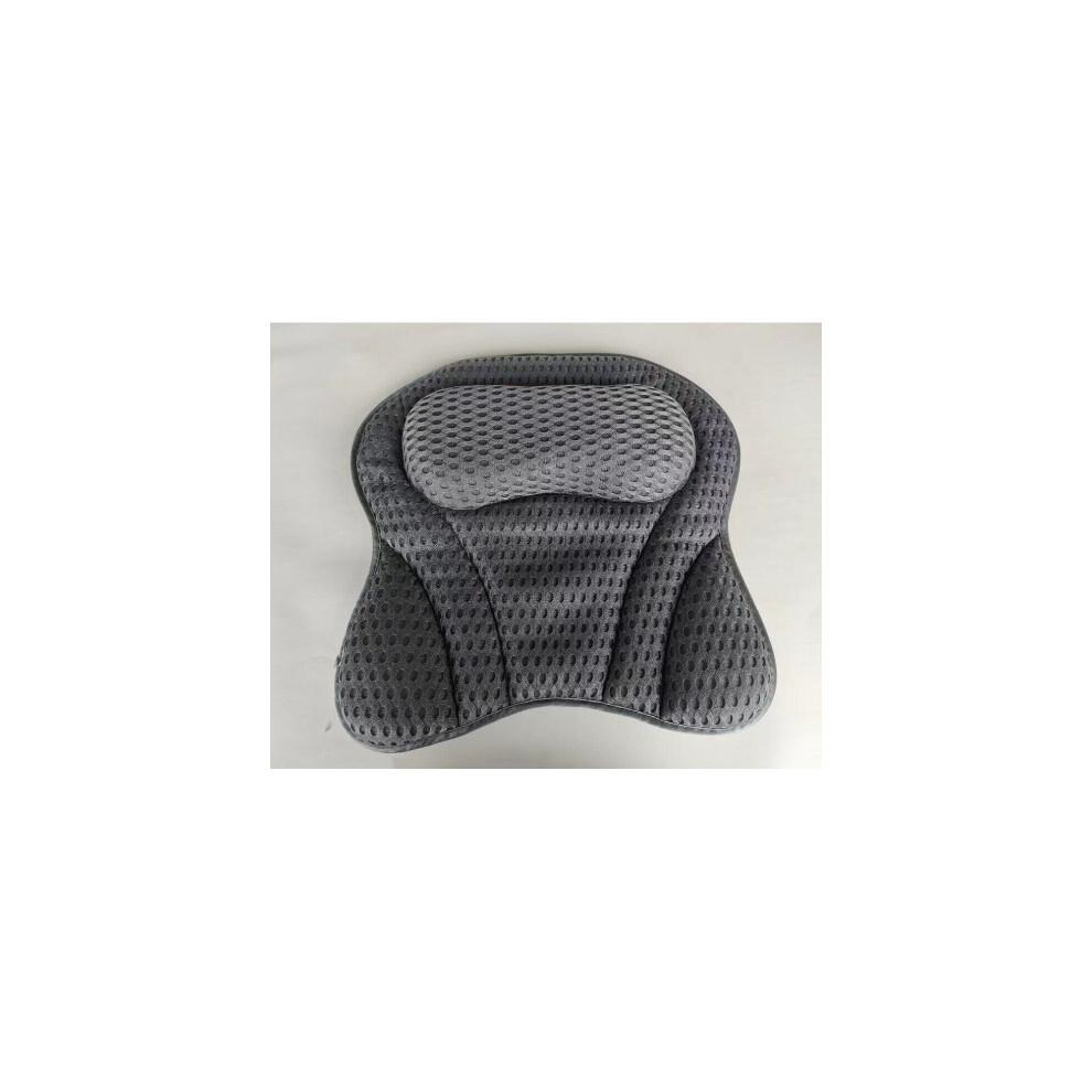 (Grey) Spa Bath Pillow Cushion Premium Waterproof 4D Mesh Neck Back Comfortable