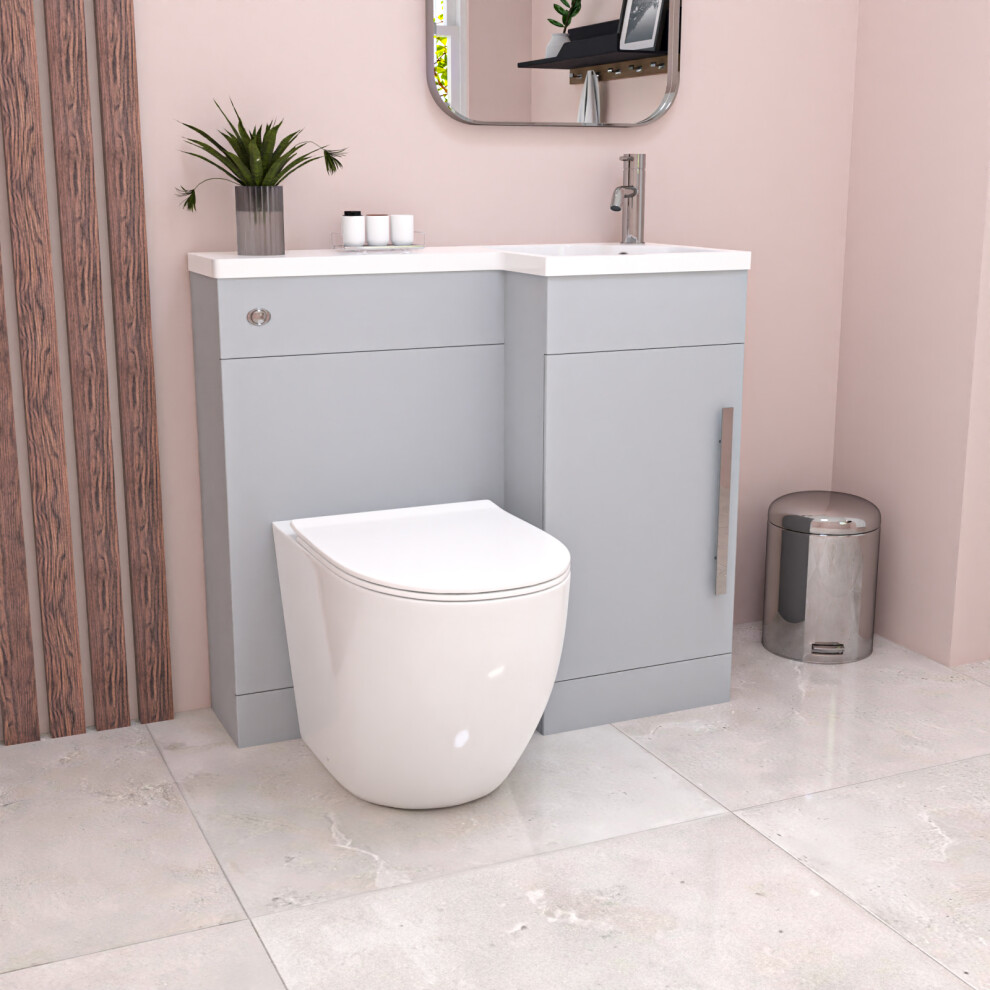 Photos - Washbasin cabinet Nes Home Matte Grey RH Flat Pack Vanity WC Unit with Resin Basin & BTW Toilet