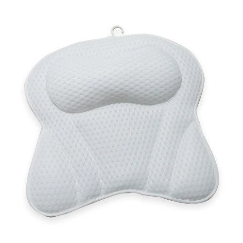 (White) Spa Bath Pillow Cushion Premium Waterproof 4D Mesh Neck Back Comfortable