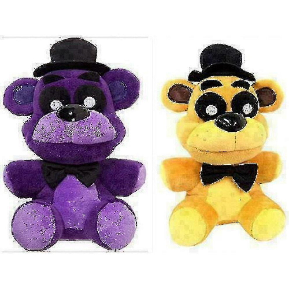 (As show, One size) Nights At Freddys Purple Shadow And Gold Bear Plush Doll Toy-g