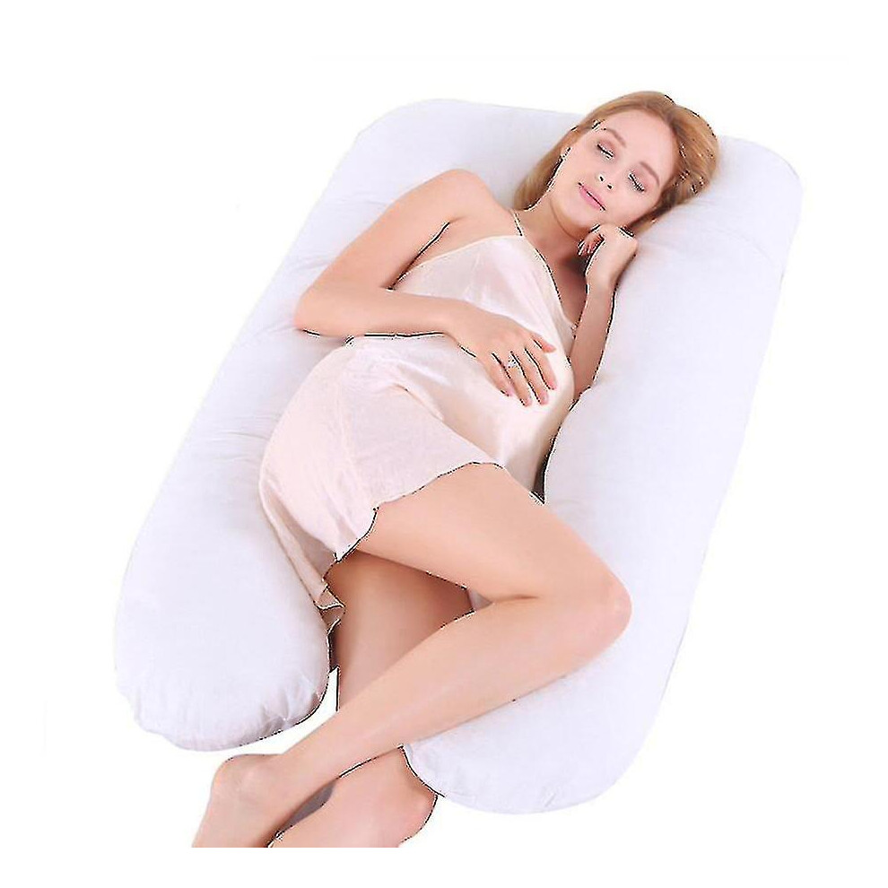 Women's White (, One Size) Pregnancy Pillow With Jersey Cover, U Shaped Full Body Pillow For Pregnant And Sleeping