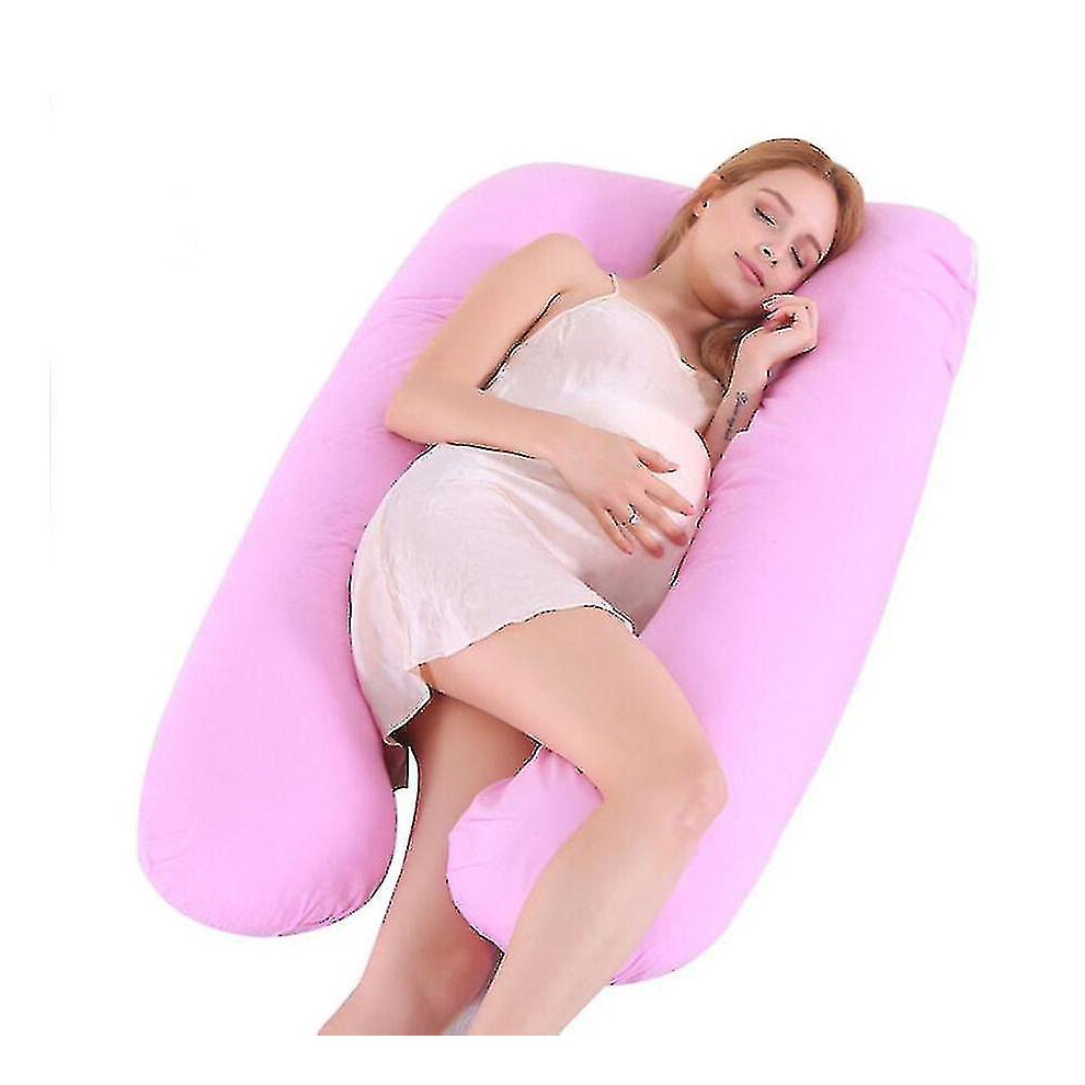 Women's Pink (, One Size) Pregnancy Pillow With Jersey Cover, U Shaped Full Body Pillow For Pregnant And Sleeping