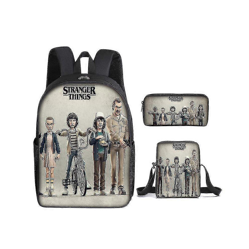 (As show, One size) Stranger Things Season 4 Backpack Student School Bag , Backpack / Meal Bag / Pen Bag / 3 Piece Set(backpack+pen Bag+meal Bag)~20-image-OPC-PG8FTMN-NEW