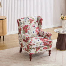 (Red) High Wing Back Armchair Fabric Chair