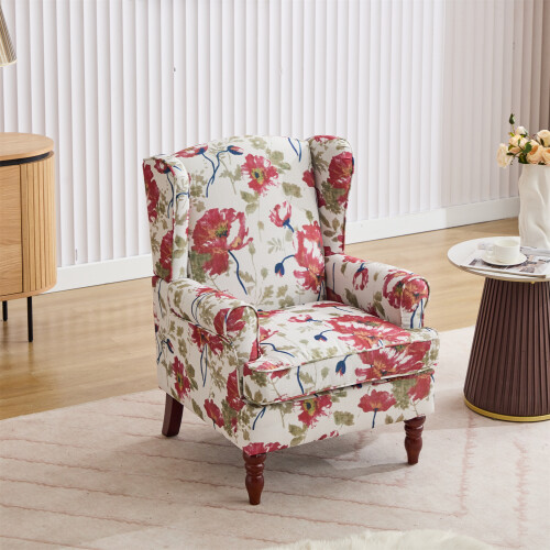 (Red) High Wing Back Armchair Fabric Chair