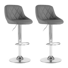 (Dark Grey ) MOF Bar Stools Set of 2 Adjustable Swivel Gas Lift Chrome Footrest style 108
