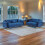 (Blue) Austin 3+2 Luxury Sofa Set Black, Blue & Grey 3