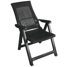 (1x Anthracite) Folding Garden Lounger Chair 5 Multi Reclining Positions Outdoor Dining Chairs