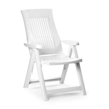 (1x White) Folding Garden Lounger Chair 5 Multi Reclining Positions Outdoor Dining Chairs