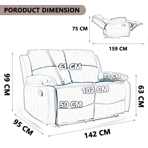 (2 Seater Sofa) Manual Reclining Massage Sofa Set 2