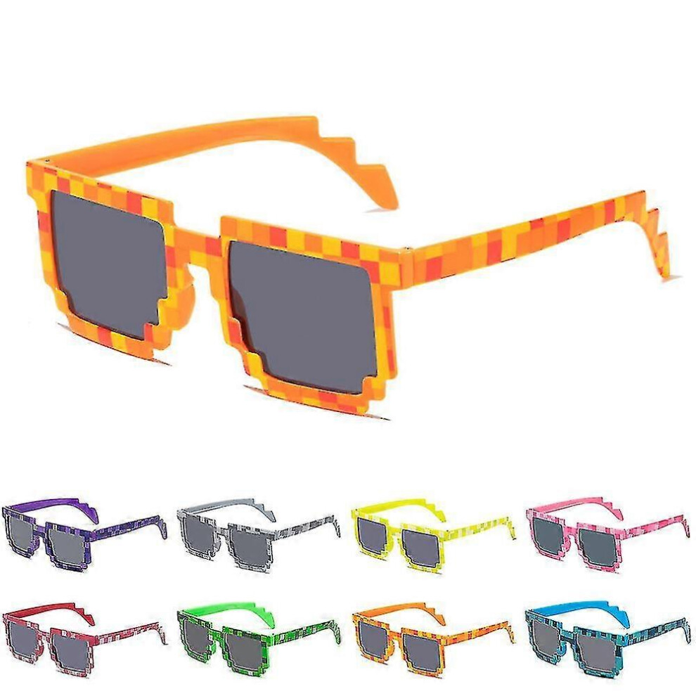 (As show, One size) 8pcs Pixel Sunglasses Party Props Kids Adults Pixelated Game Supplies Photography Props Gifts-l