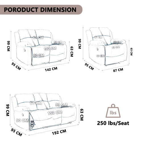 (3+2+1 Seater Sofa Set) Manual Reclining Massage Sofa Set 2
