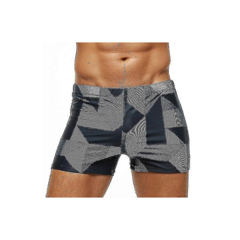 (M, Gray Geometry) Mens Swimming Trunks Briefs Mens Swimming Trunks Briefs | Waterproof Swimsuits Men-image-OPC-PG8FZ2V-NEW