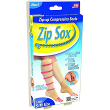 Zip Sox Pair Of Zip-Up Compression Socks | Soft & Comfortable | Enhance Blood Circulation | Reduce Swelling | Foot & Calf Warmer | S/M - Beige 2 PAIR