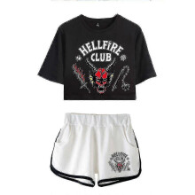 (XS, Color 1) Stranger Things Season4 Hellfire Club Crop Shorts