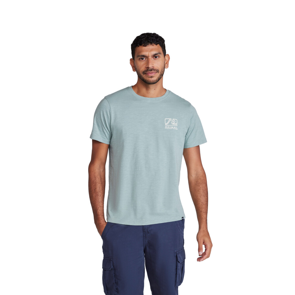 (XS, Pale Green) Animal Mens Jacob Back Print Organic T-Shirt