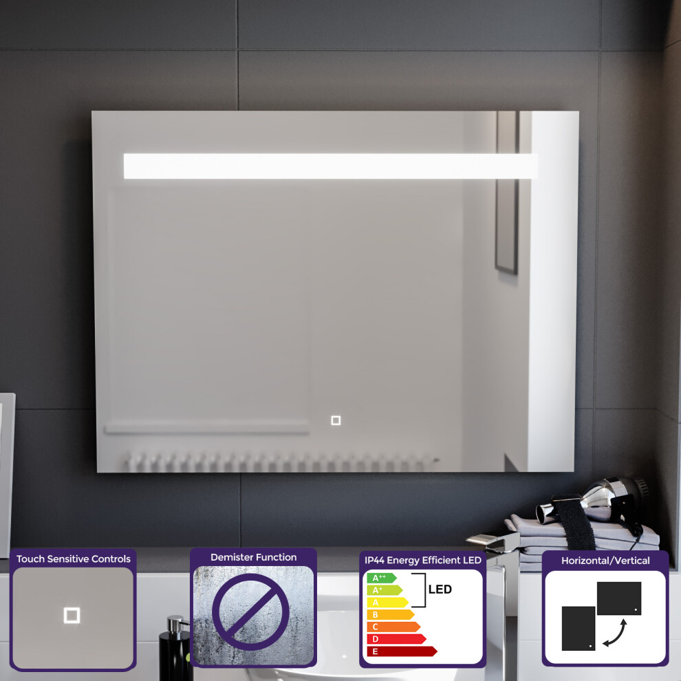 Bar LED 800mm x 600mm Straight Corner Bathroom Mirror