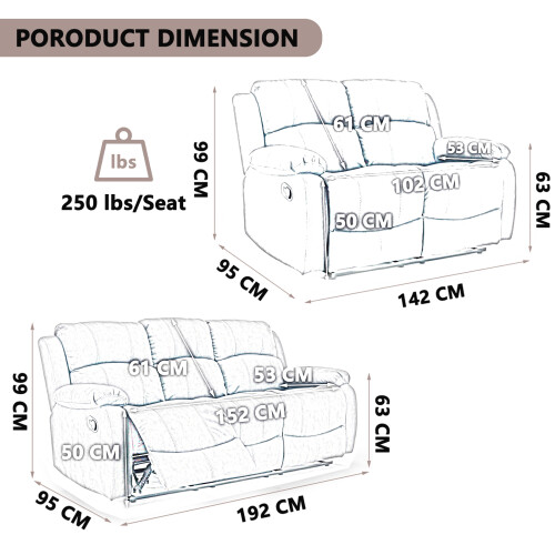 (3+2 Seater Sofa Set) Manual Reclining Massage Sofa Set 2