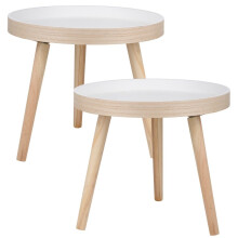 (2) 40cm Small Round Wooden Coffee Side End Table Bedside Living Room Furniture