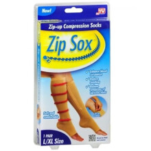 Zip Sox Pair Of Zip-Up Compression Socks | Soft & Comfortable | Enhance Blood Circulation | Reduce Swelling | Foot & Calf Warmer | L/XL - Beige 2 PAIR