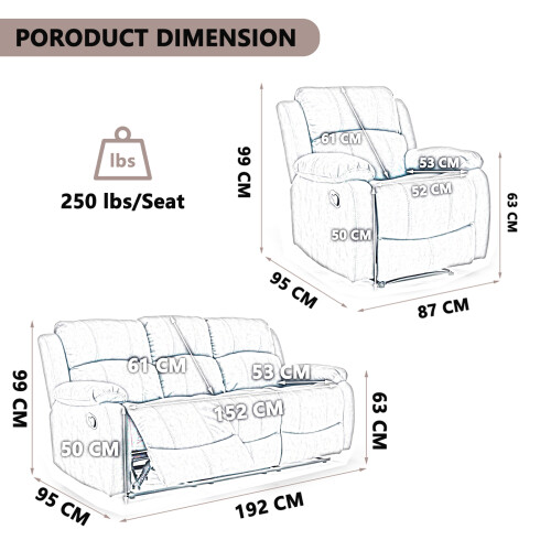 (3+1+1 Seater Sofa Set) Manual Reclining Massage Sofa Set 2