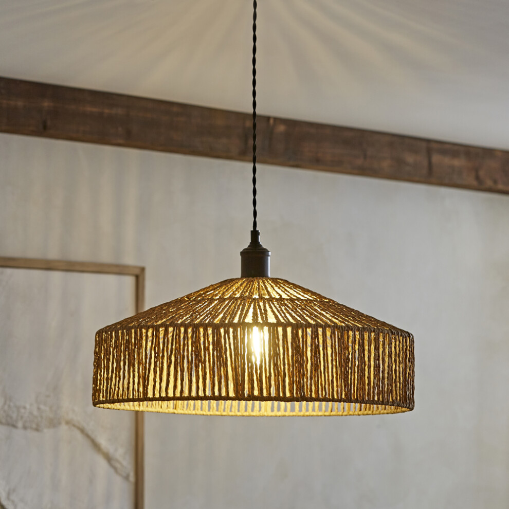 Modern Natural Tapered Woven Rope Ceiling Pendant Drum Light Shade