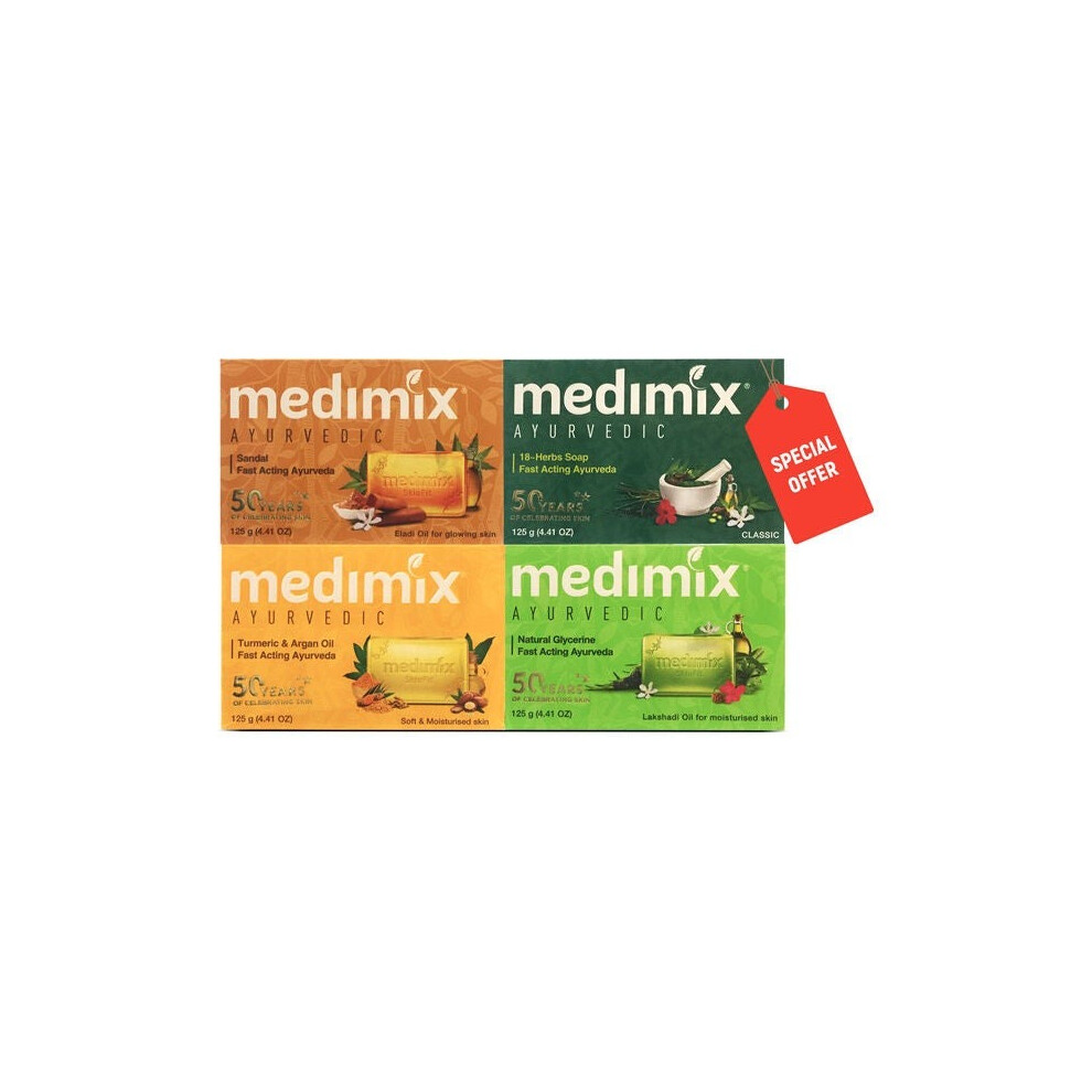 Medimix Ayurvedic Bath Soap Special Offer 4 Peices bars for long-lasting care - 125grams
