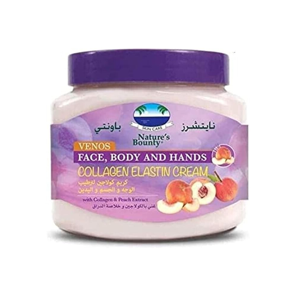 Nature's Bounty Venos Collagen Elastin 300Ml | Nourishing Face, Hand & Body Moisturizer | Enriched With Extract | Firms & Hydrates Skin Cream/Peach