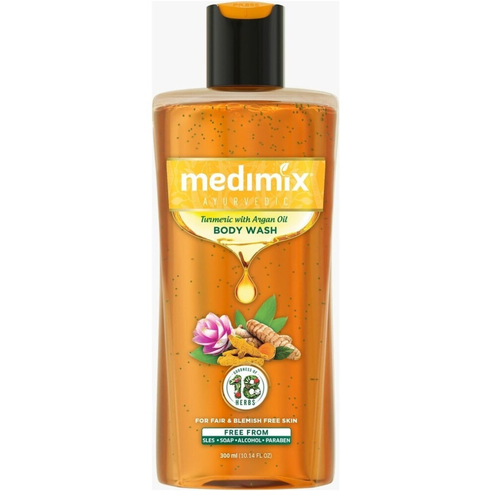 Medimix Ayurvedic Body Wash Turmeric with Argan Oil| Nourishing and Refreshing Skin Cleanser  - 300 ml