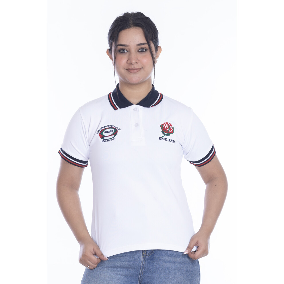 (White, XL) Women's England Rugby T- Shirt