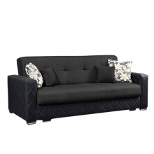 (Black, 3 Seater) California Black & Grey Luxury 3+2 Seater Sofa Bed