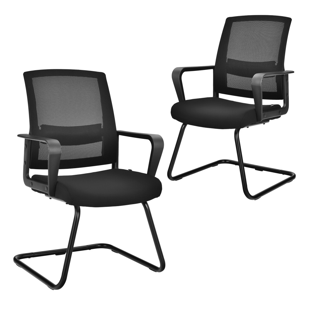 Set of 2 Office Guest Chair With Adjustable Lumbar Support Mesh Back