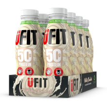 UFIT High 50g Protein Shake - White Chocolate Flavour - No Added Sugar - Low in Fat - Ready to Drink - Pack of 8 x 500ml (Packaging May Vary)