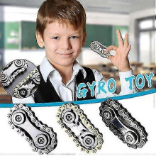 (Black, One size) Sprockets Chain Decompression Fingertips Spinning Top Gearwheel Gyro Toy Christmas Gift For Kids